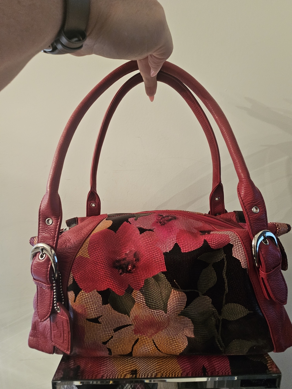 Soprano Vintage Red Floral Dome Satchel Satchel